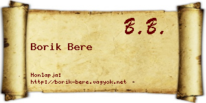 Borik Bere névjegykártya